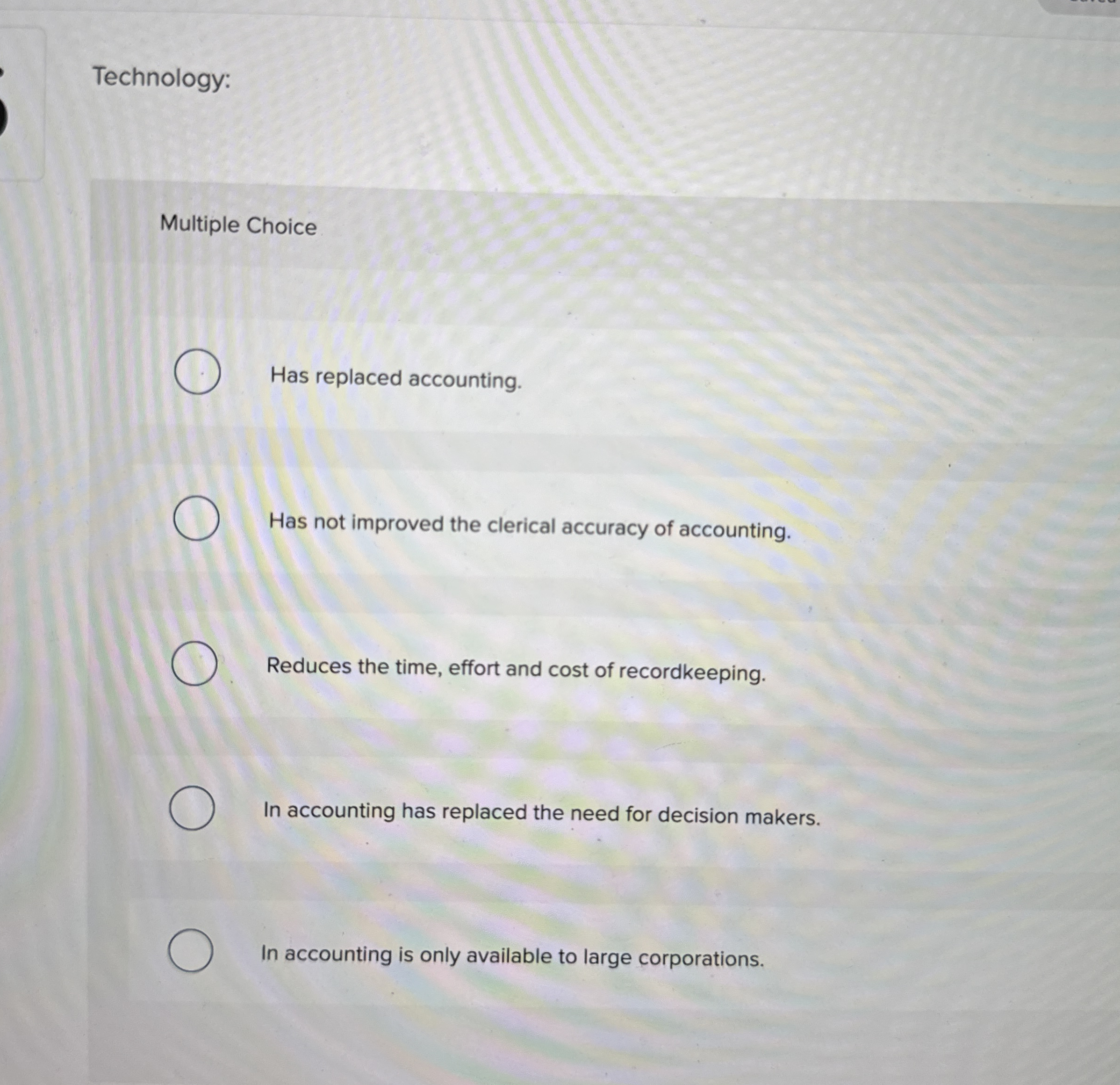 Technology: Multiple Choice Has replaced