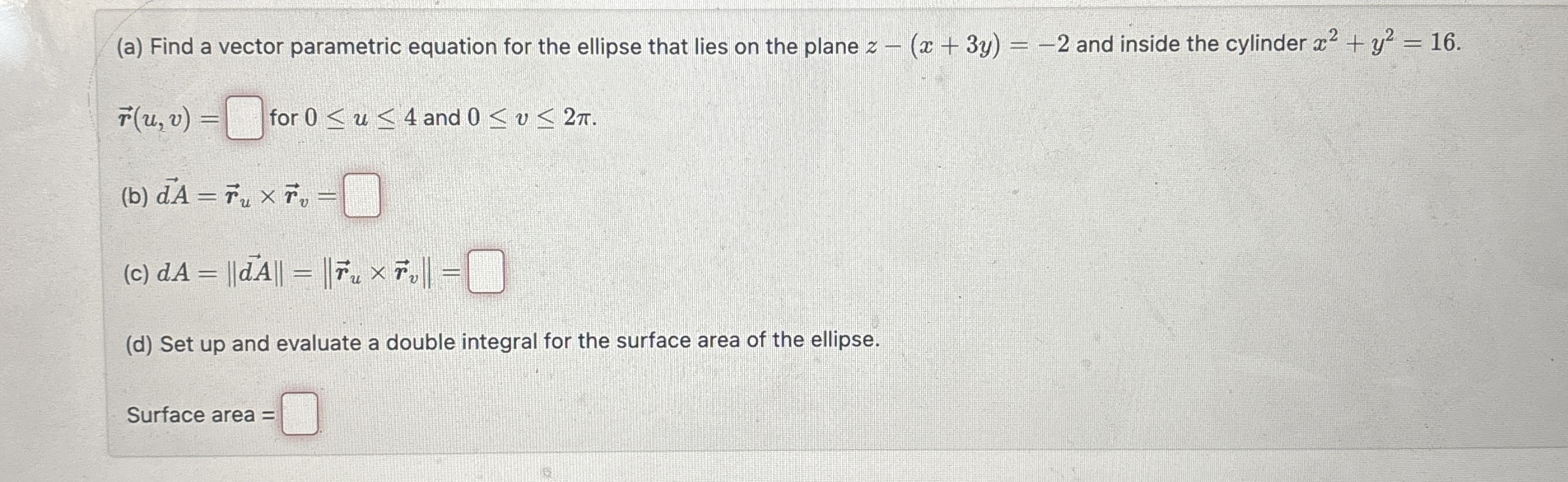 ( a ) Find a vector parametric equation for the