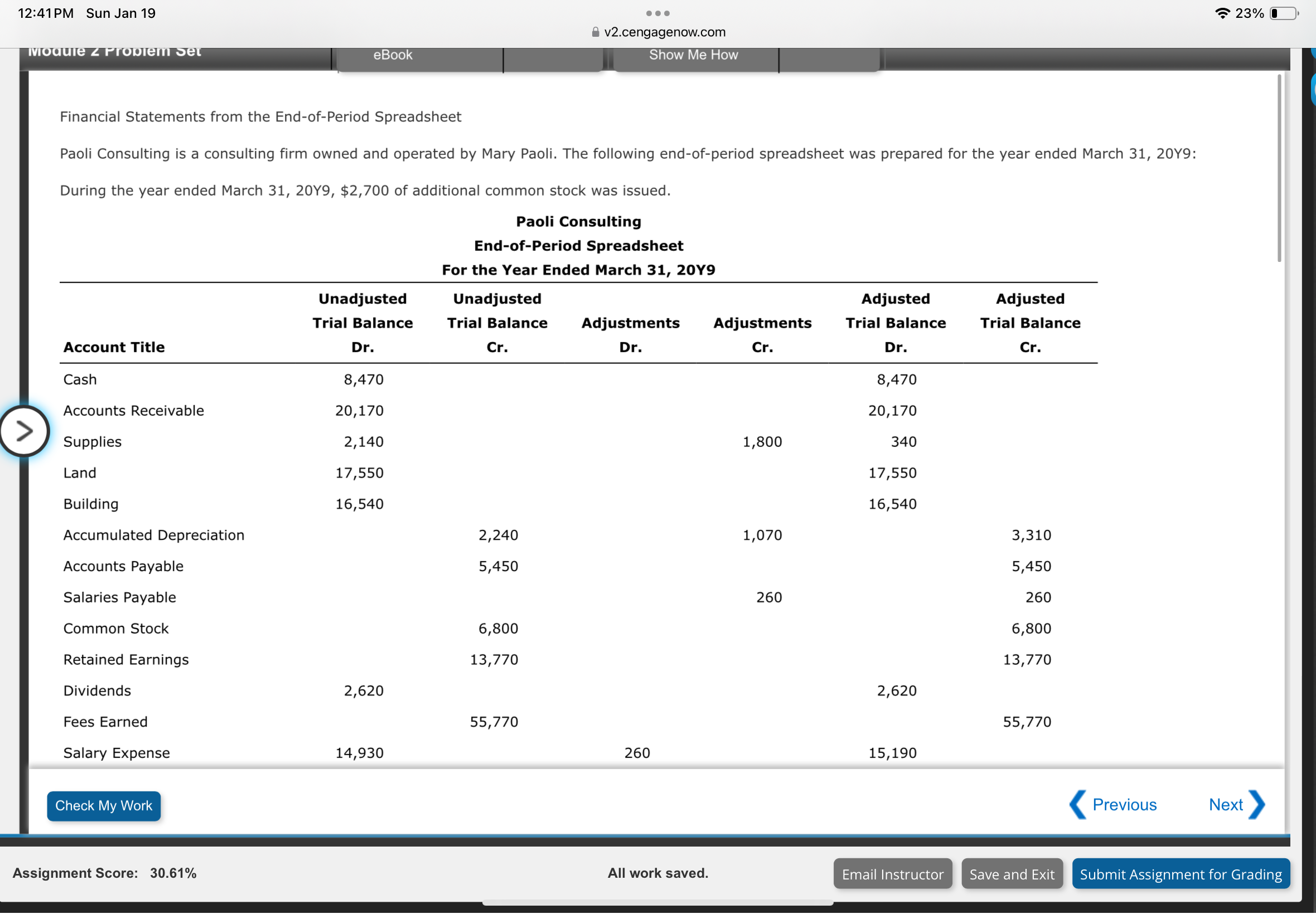 Please solve accounting problem and fill out