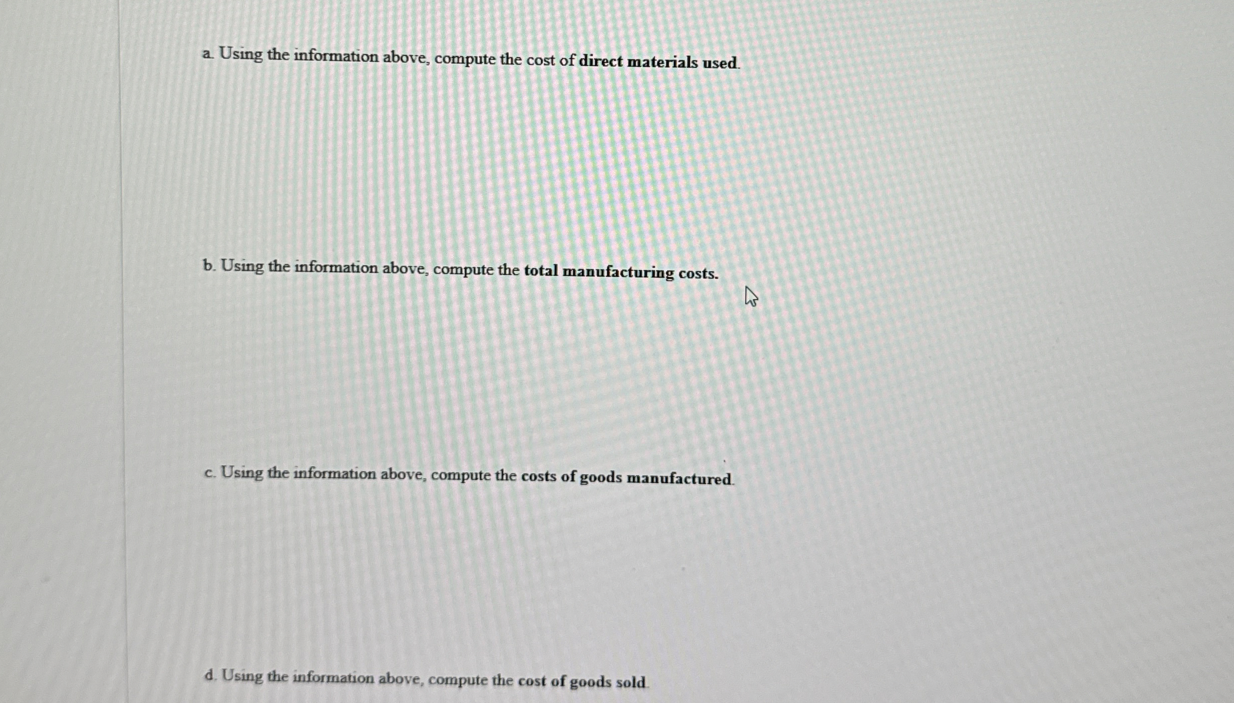 Avondale Company has the following data: