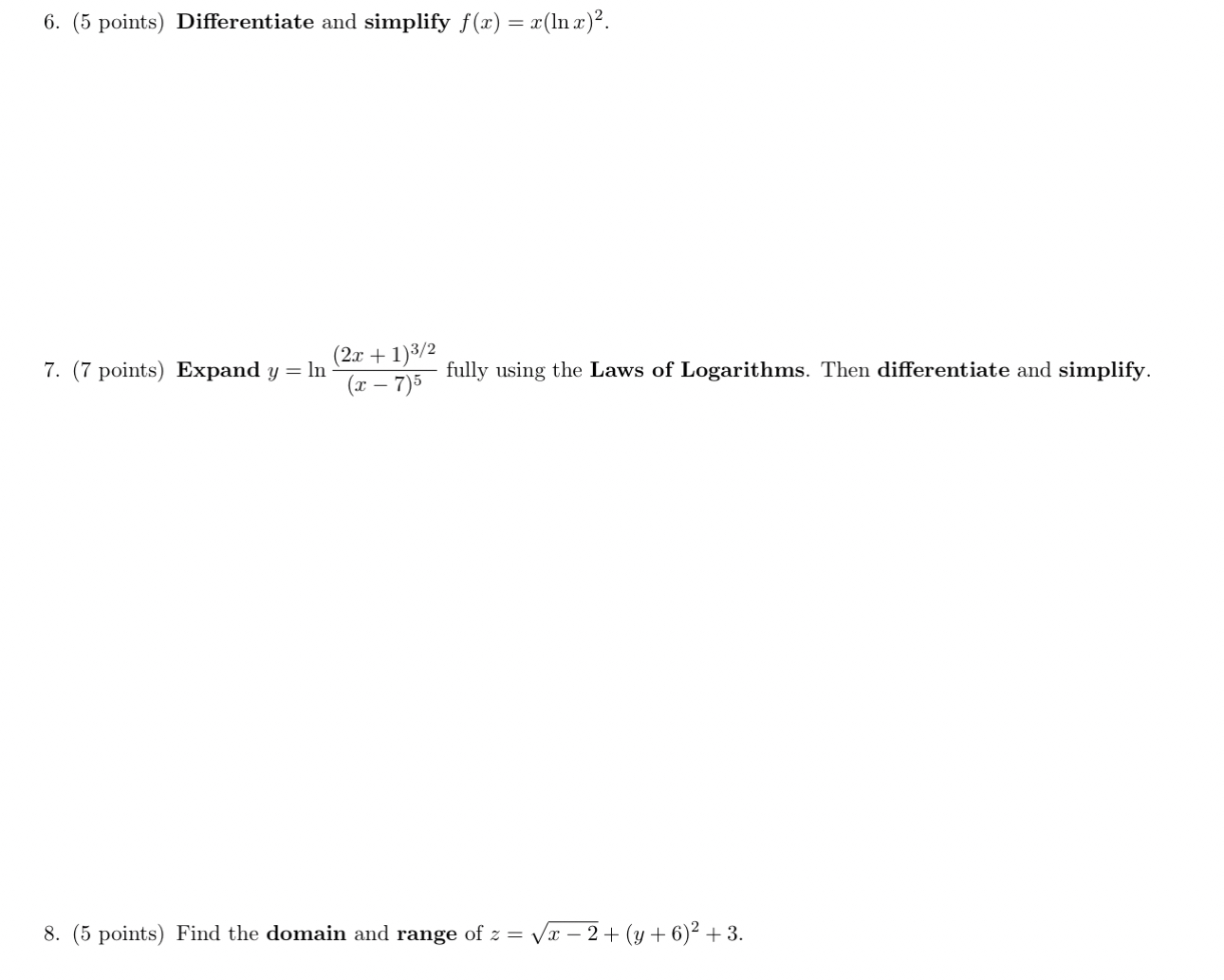 ( 5 points ) Differentiate and simplify f ( x ) =