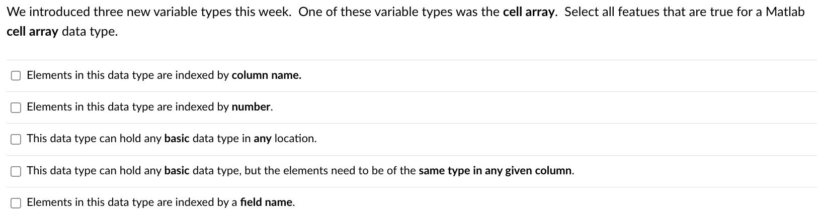 We introduced three new variable types this week.