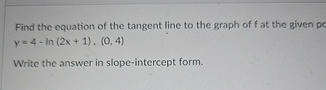 Find the equation of the tangent line to the