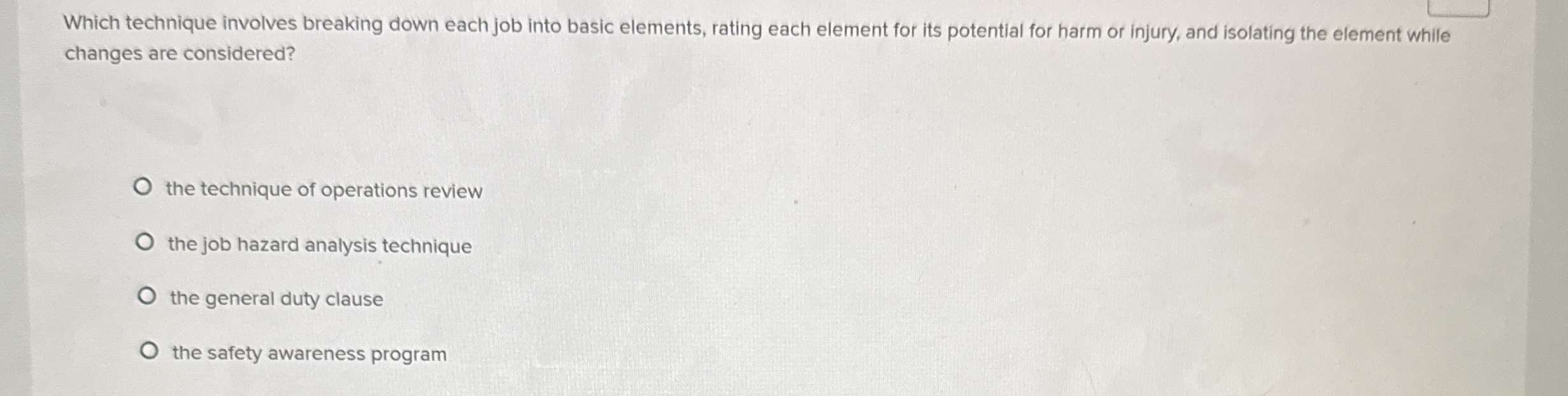 Which technique involves breaking down each job