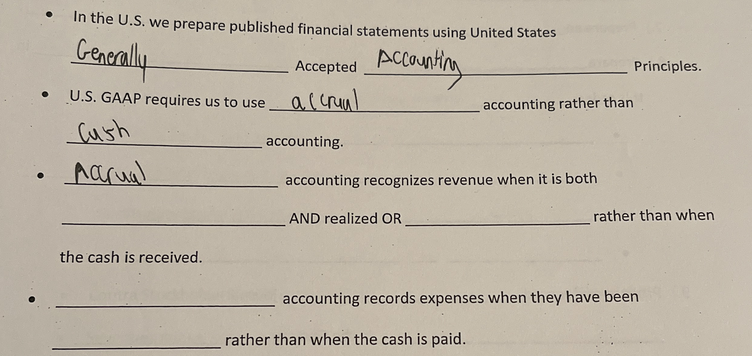 In the U . S . we prepare published financial