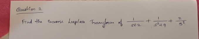 Qustion 2 Find the enverse Laplace Traniform of 1