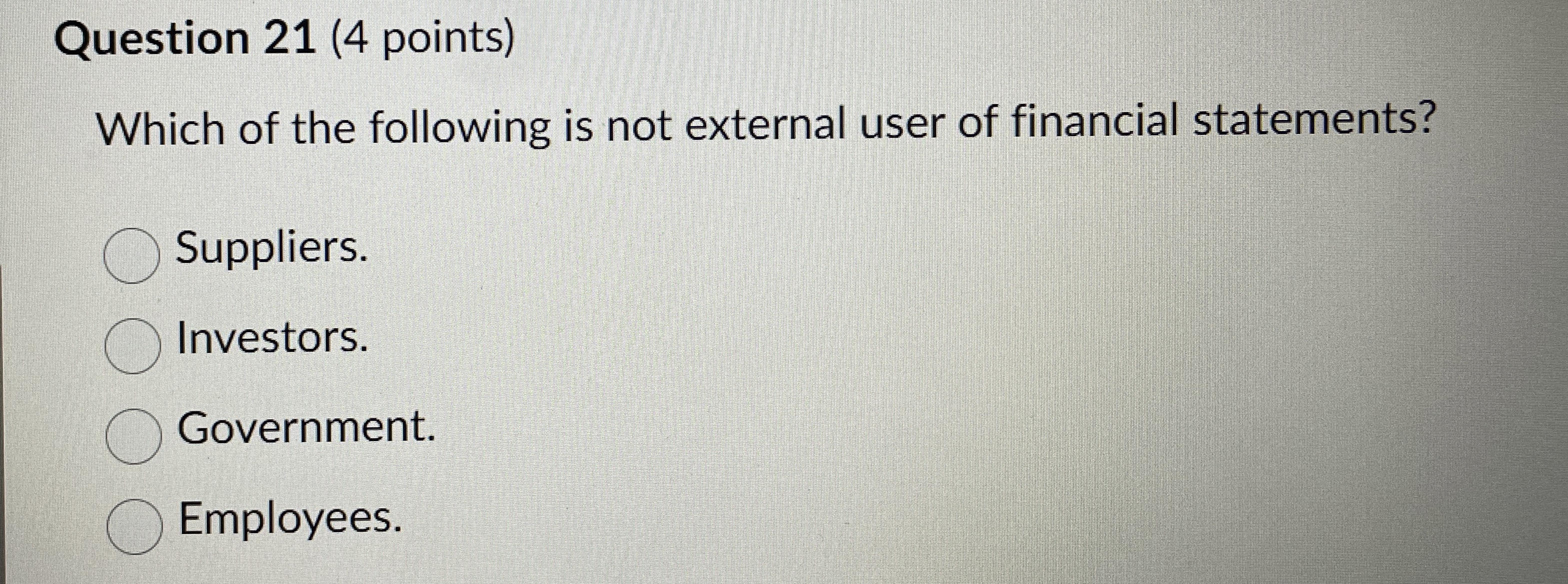 Question 2 1 ( 4 points ) Which of the following