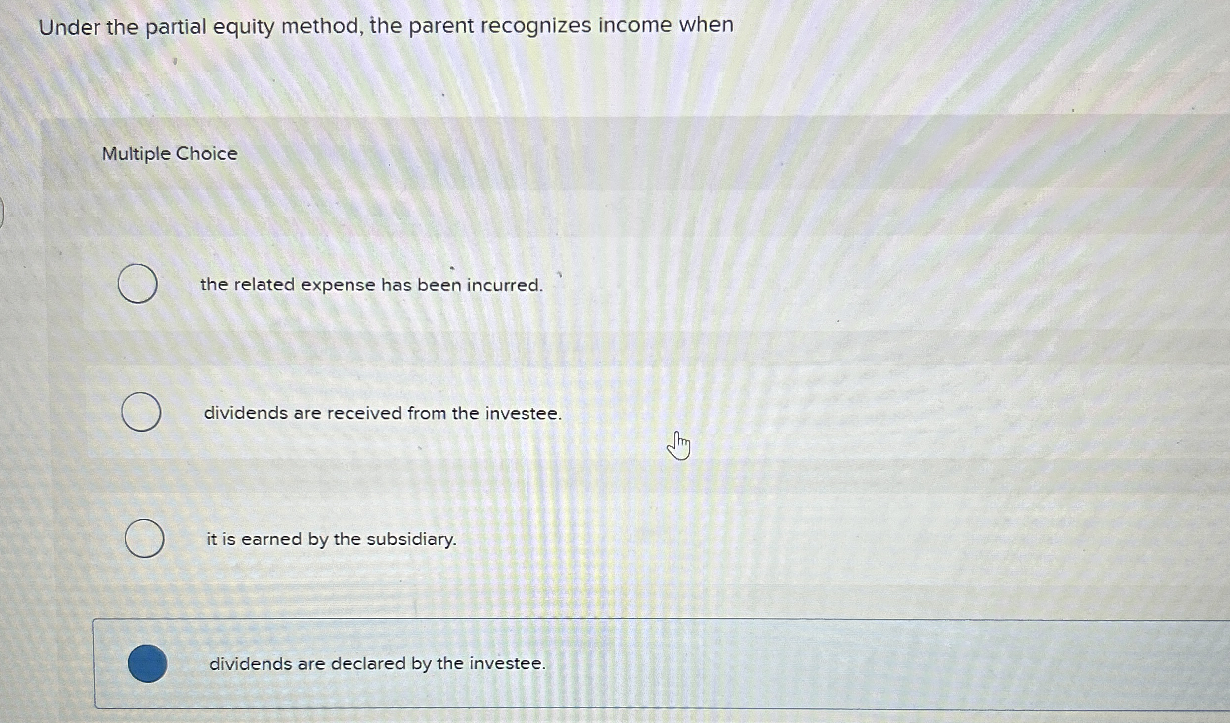 Under the partial equity method, the parent