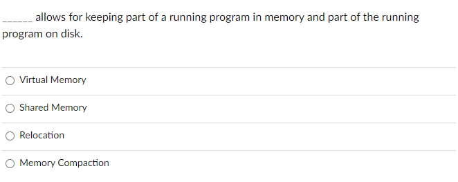 allows for keeping part of a running program in