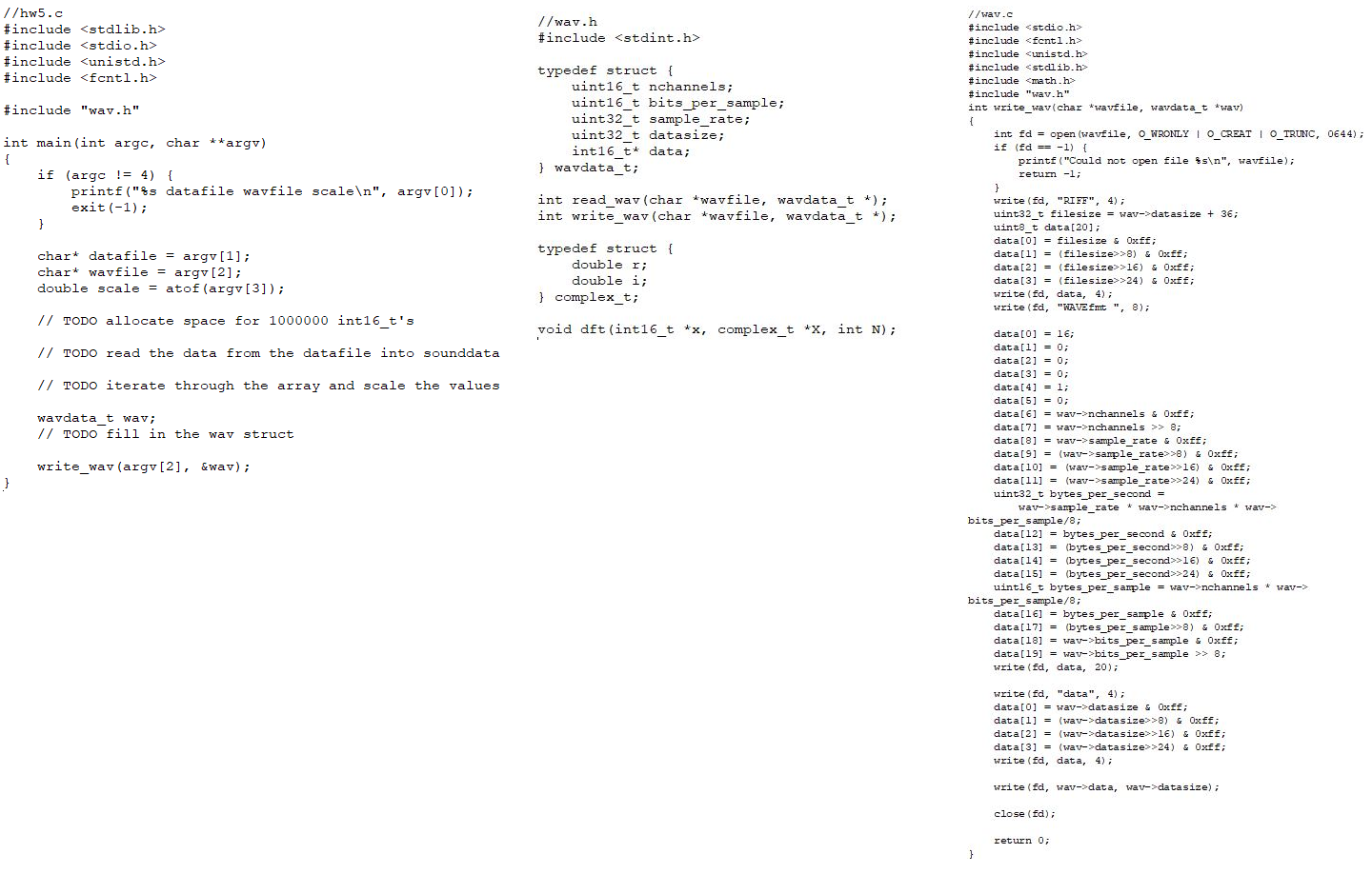 Your task is to read a data file with sound data