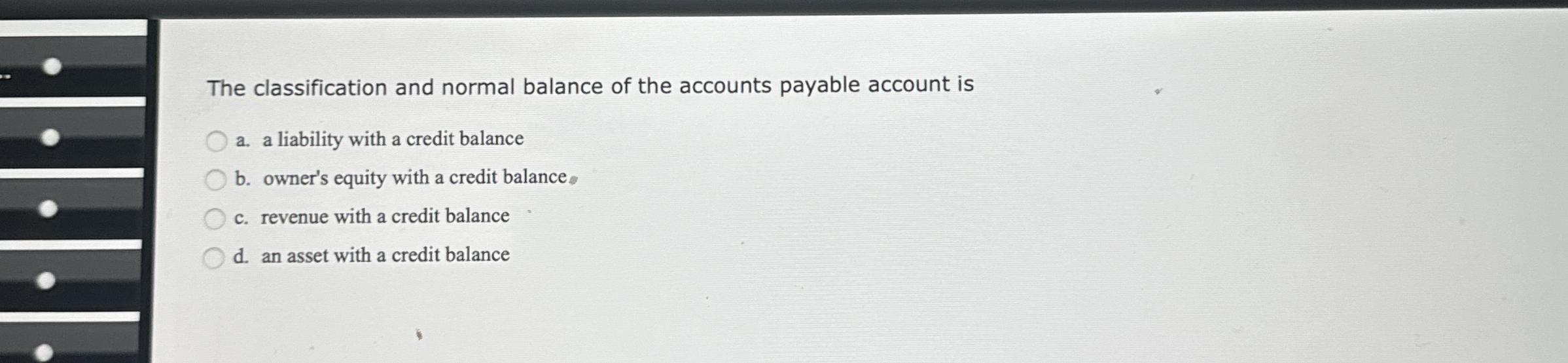 The classification and normal balance of the