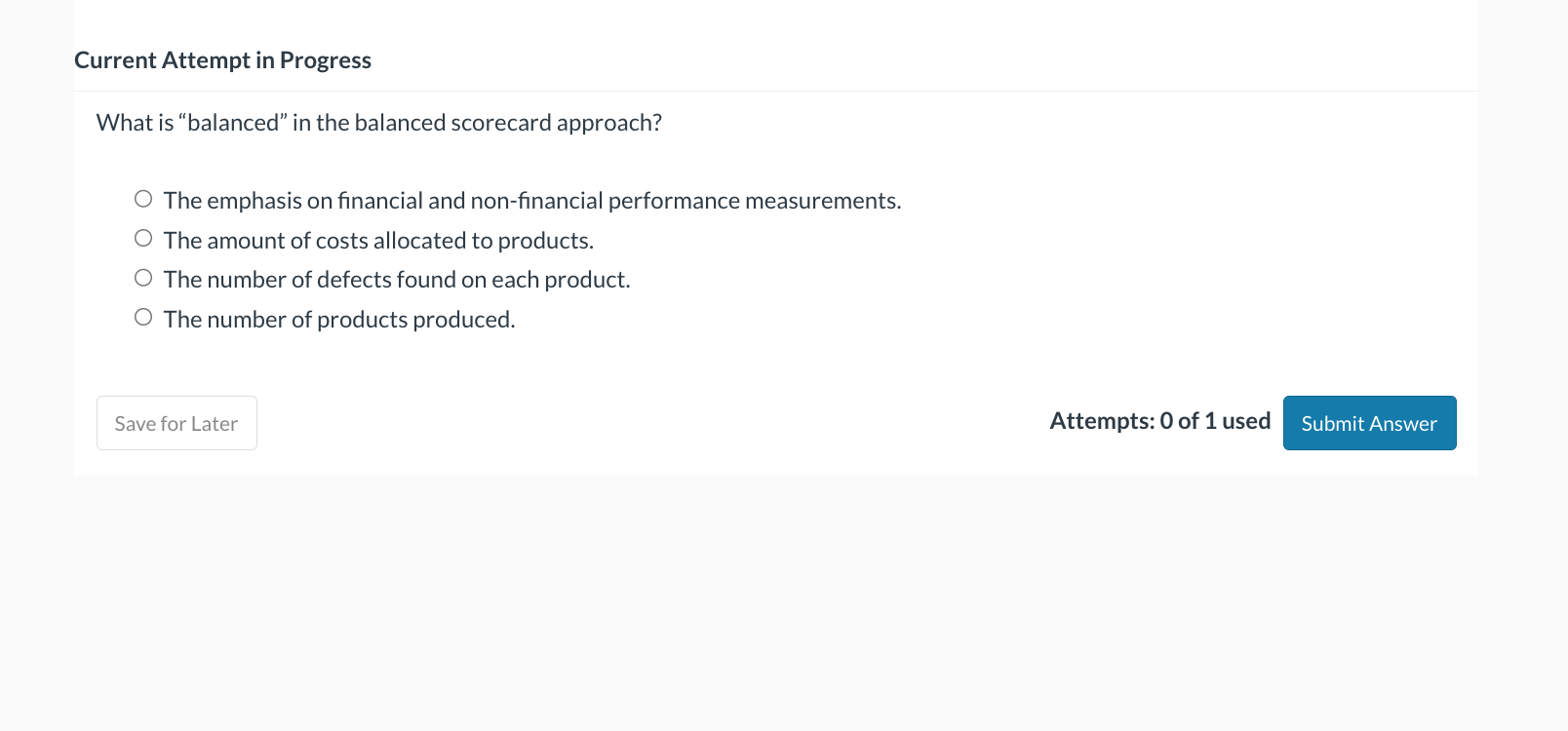 Current Attempt in Progress What is "balanced" in