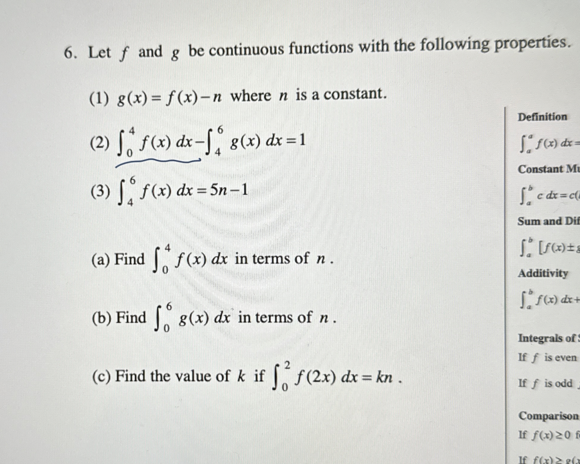 Let f and g be continuous functions with the