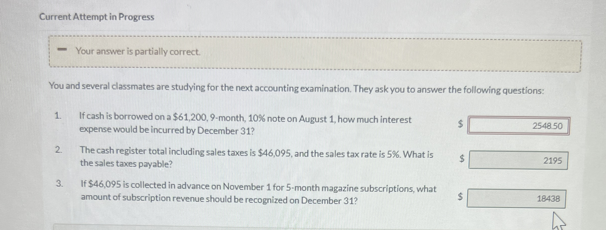 What is the answer Your answer is partially