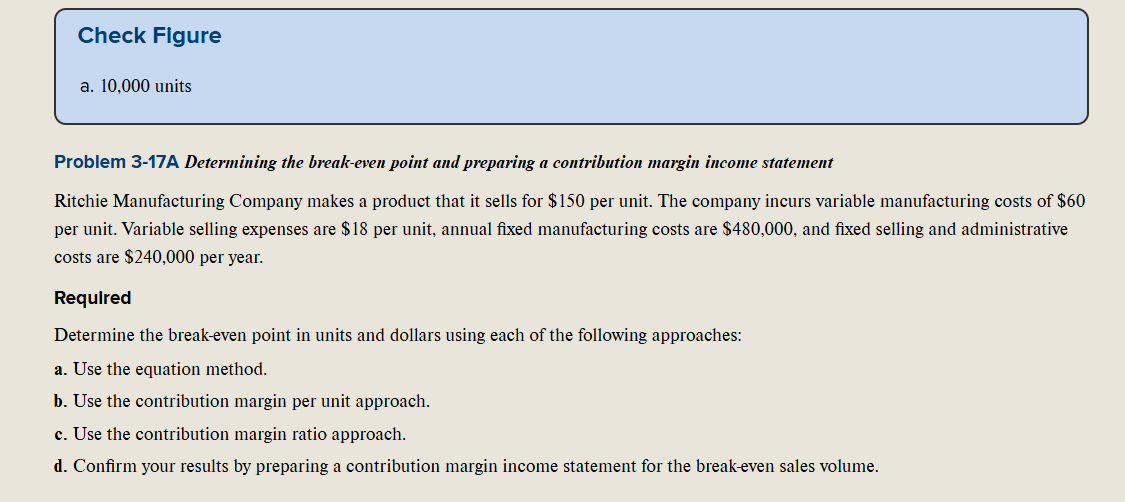 Check Figure a . 1 0 , 0 0 0 units Problem 3 - 1