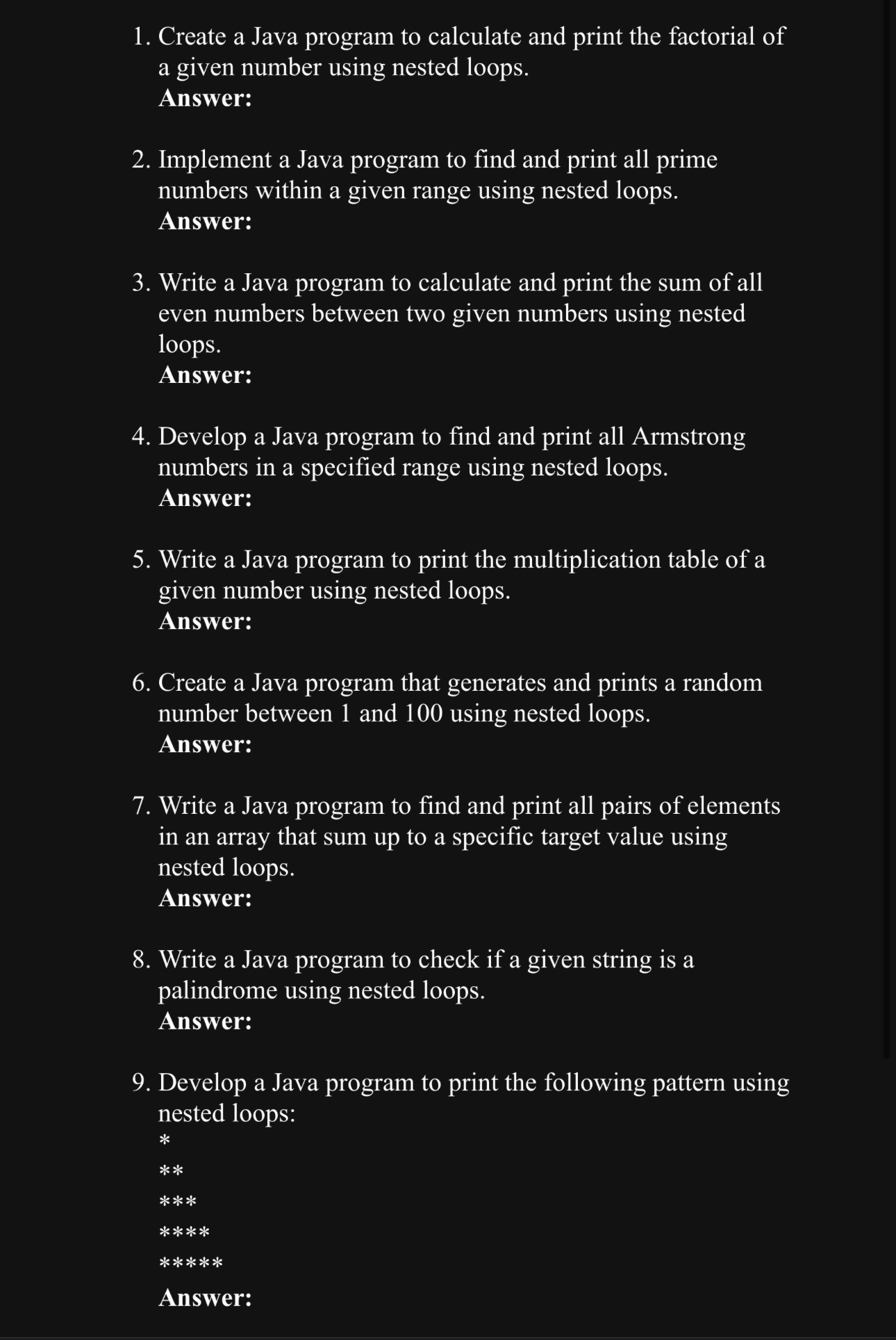 Create a Java program to calculate and print the