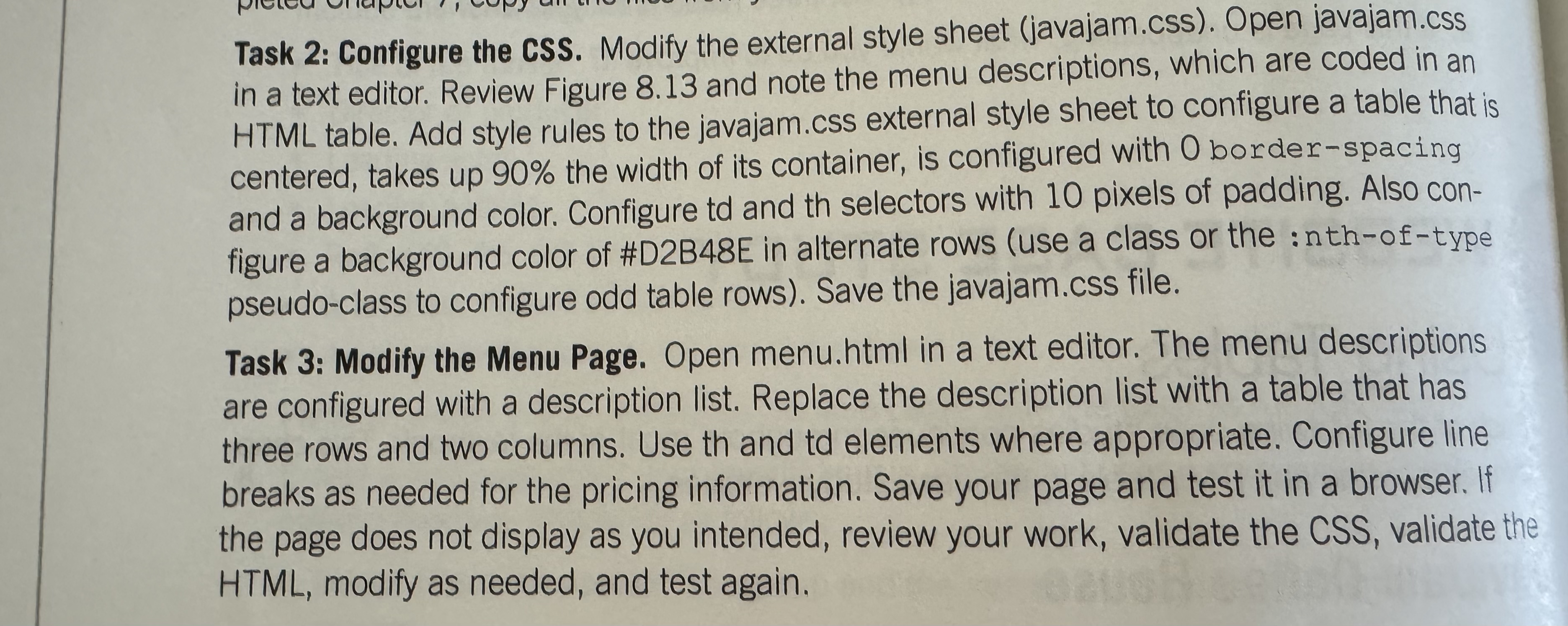 Task 2 : Configure the CSS . Modify the external