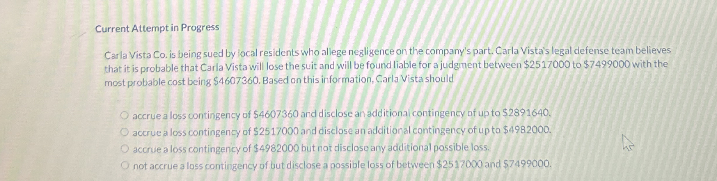 Current Attempt in Progress Carla Vista Co . is