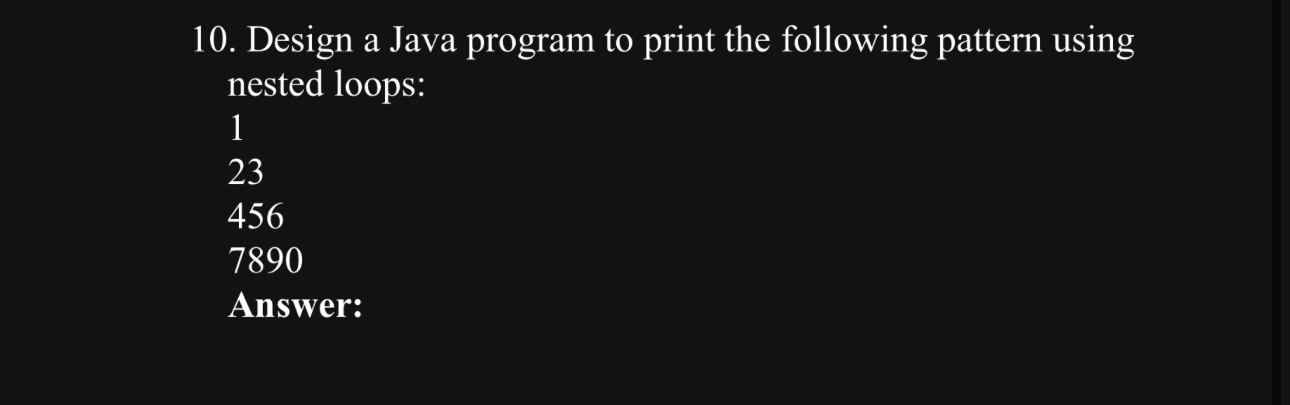 Design a Java program to print the following