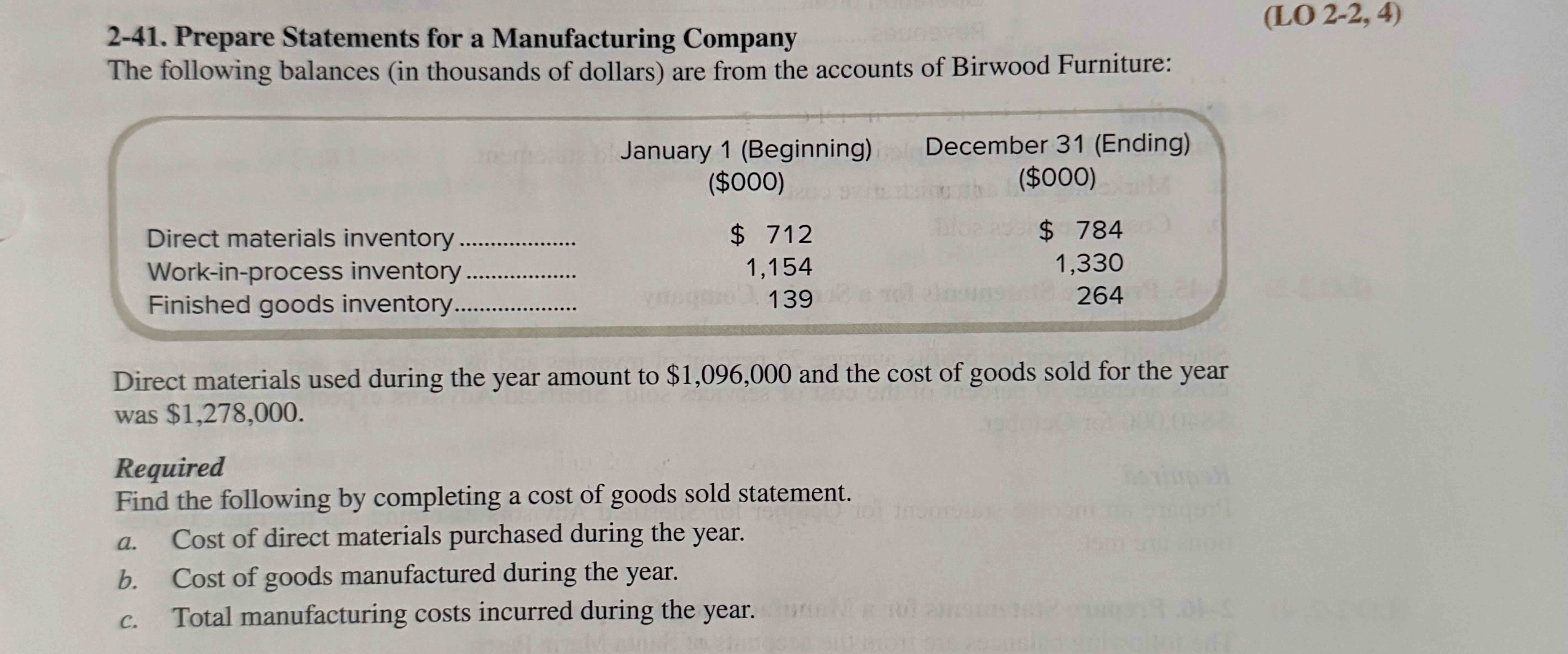 2 - 4 1 . Prepare Statements for a Manufacturing