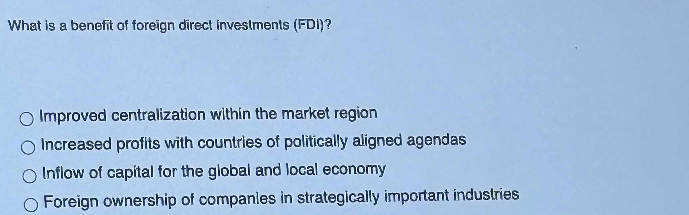 What is a benefit of foreign direct investments (