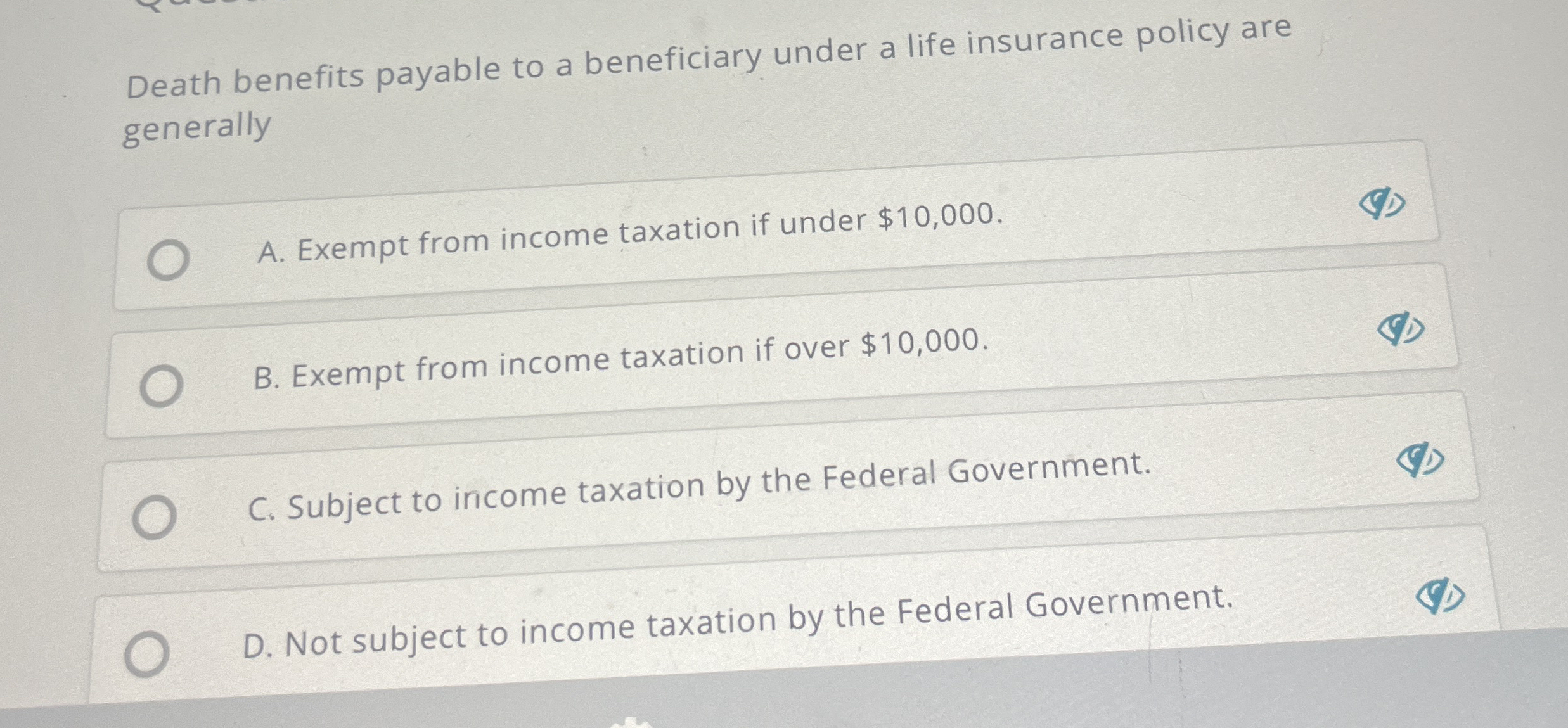 Death benefits payable to a beneficiary under a