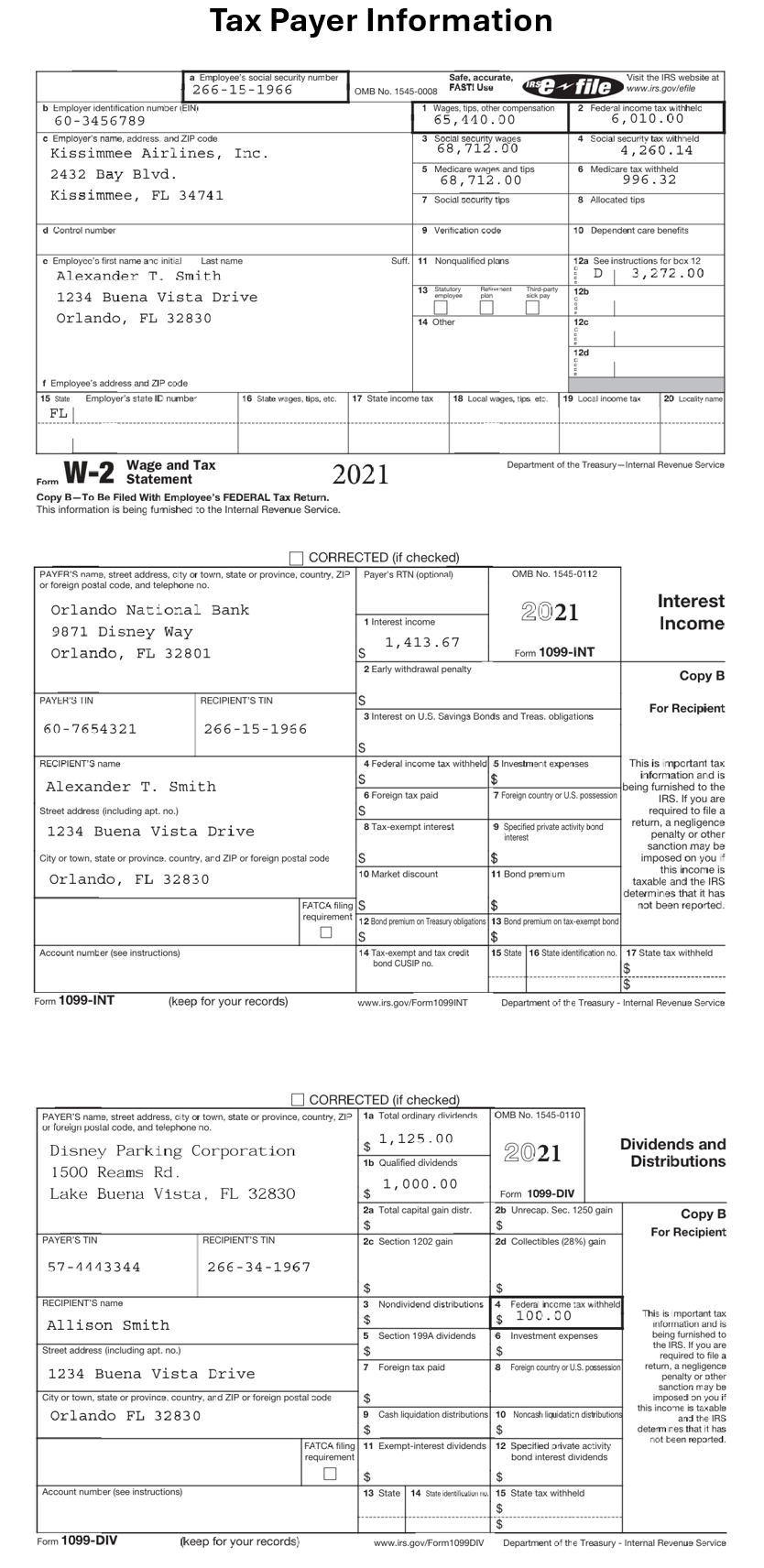 Complete Schedule 1 based on the following
