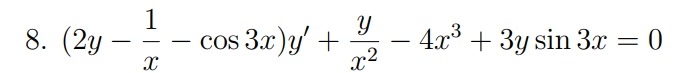 ( 2 y - 1 x - c o s 3 x ) y ' + y x 2 - 4 x 3 + 3