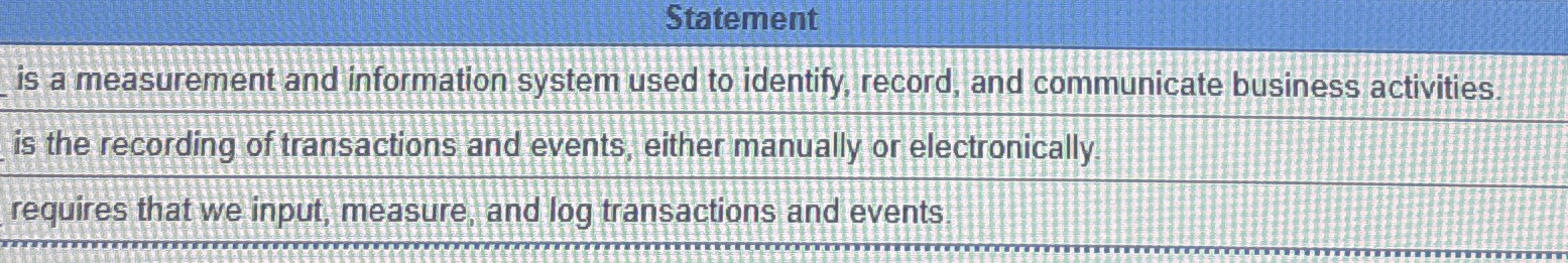 Statement is a measurement and information system