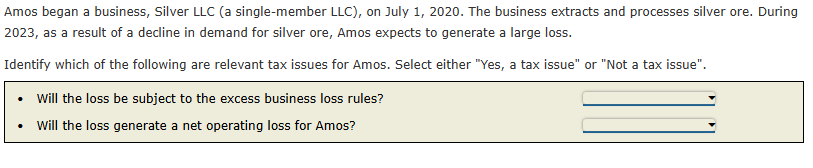 Amos began a business, Silver LLC ( a single -