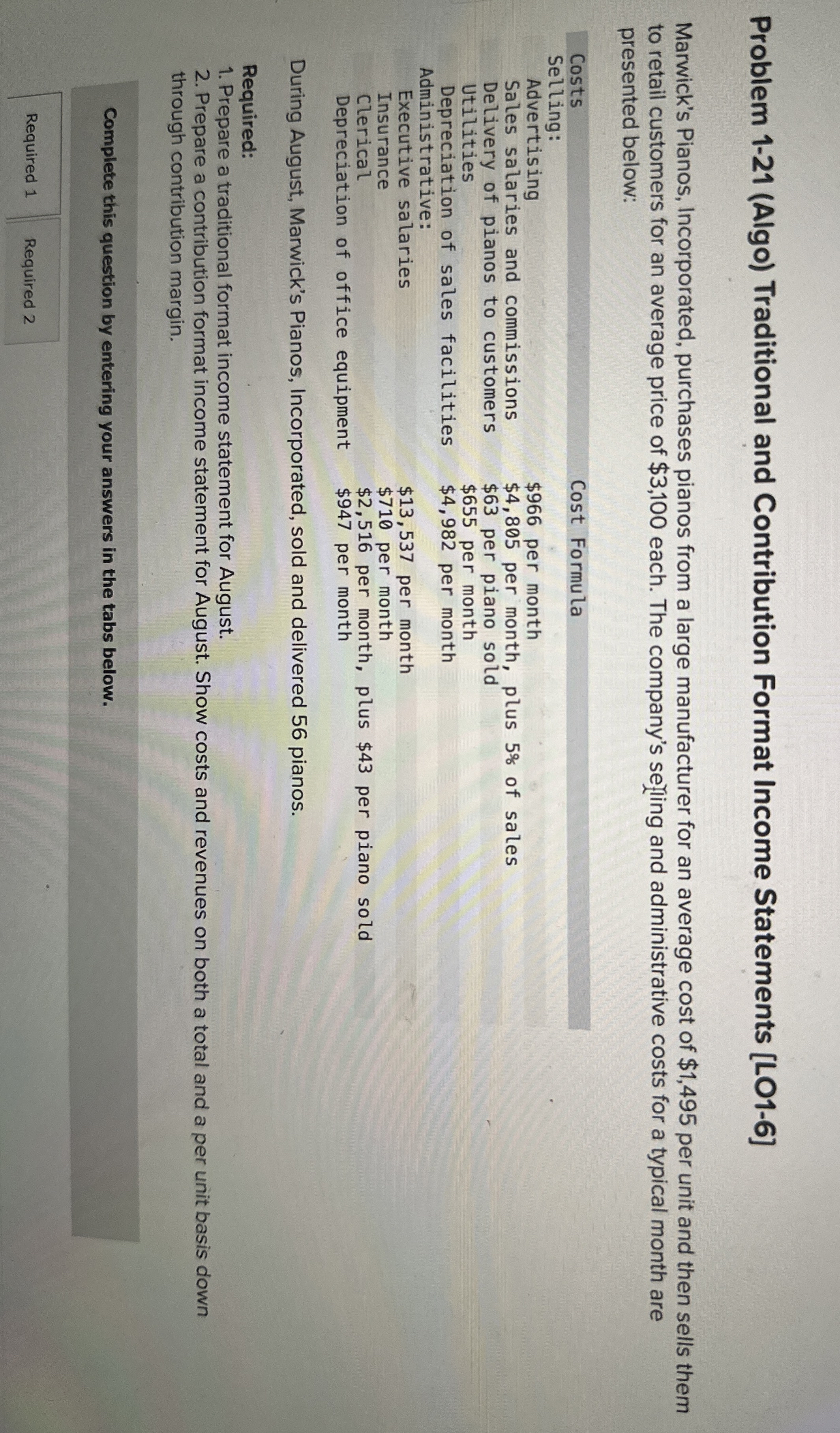 Proble Problem 1 - 2 1 ( Algo ) Traditional and