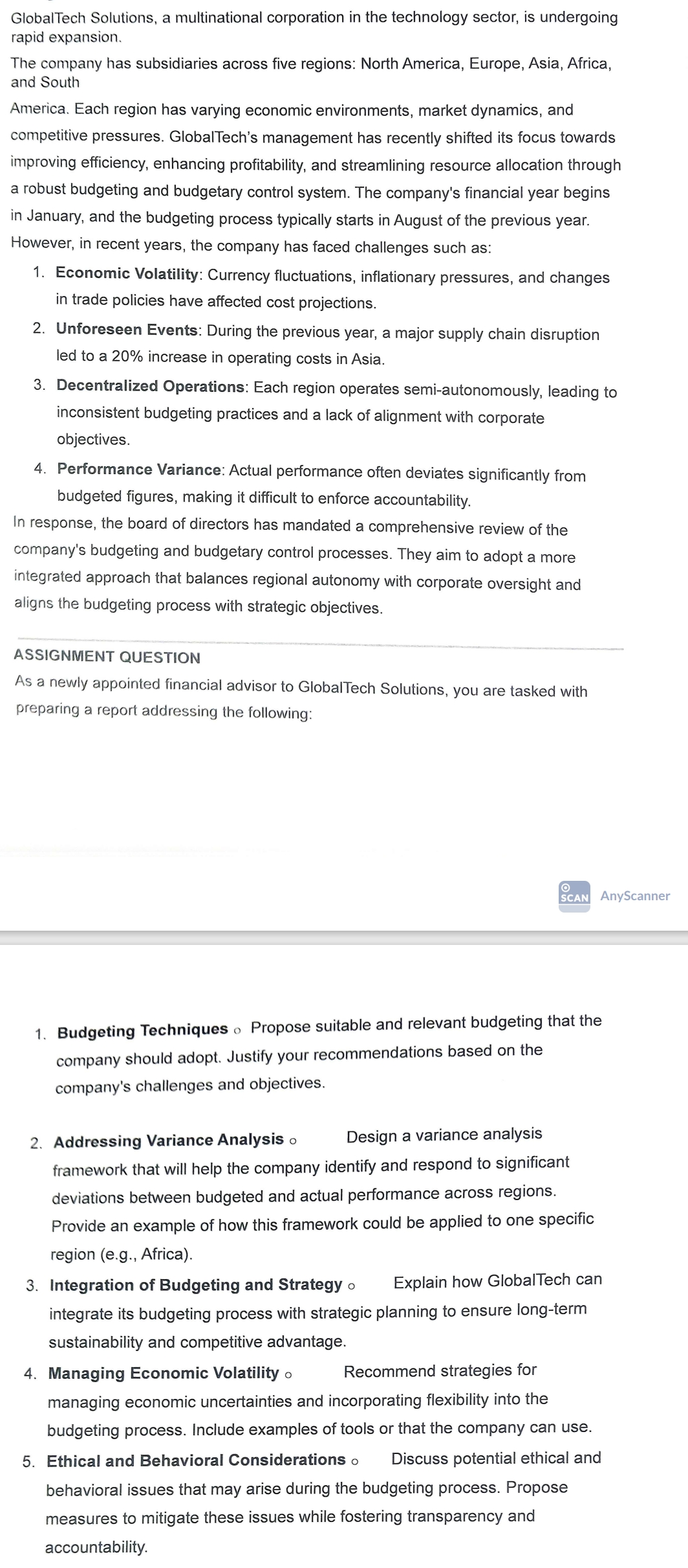 1 . Budgeting Techniques \ ( \ circ \ ) Propose