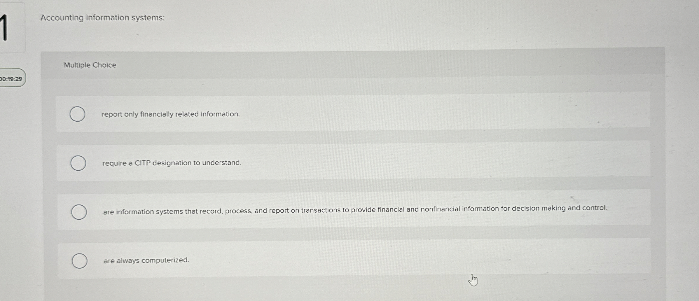 Accounting information systems: Multiple Choice 0