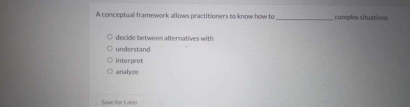 A conceptual framework allows practitioners to