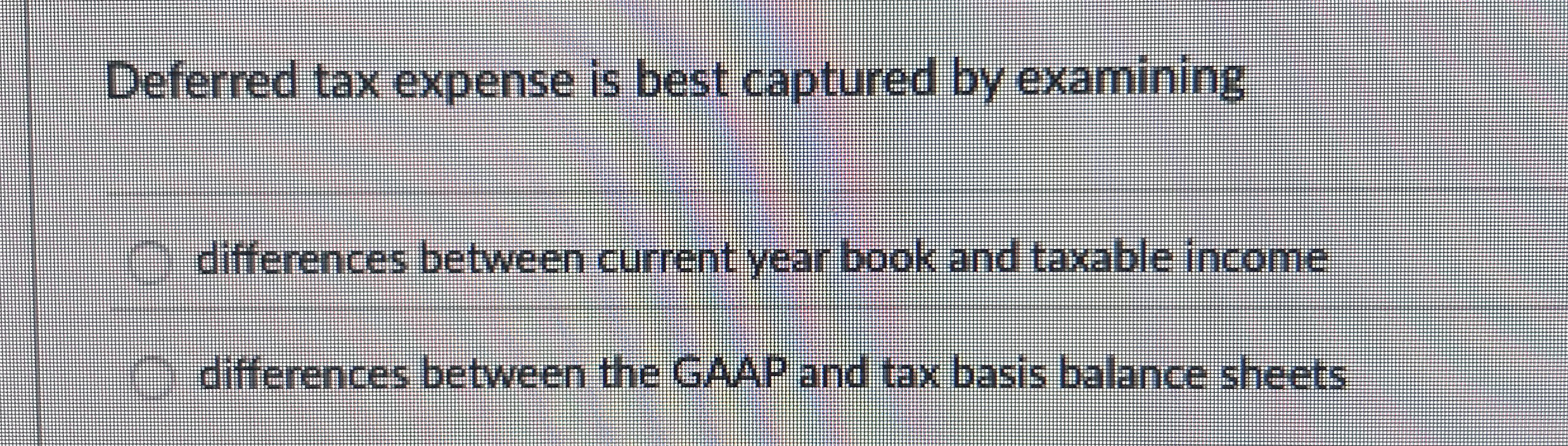 Deferred tax expense is best captured by