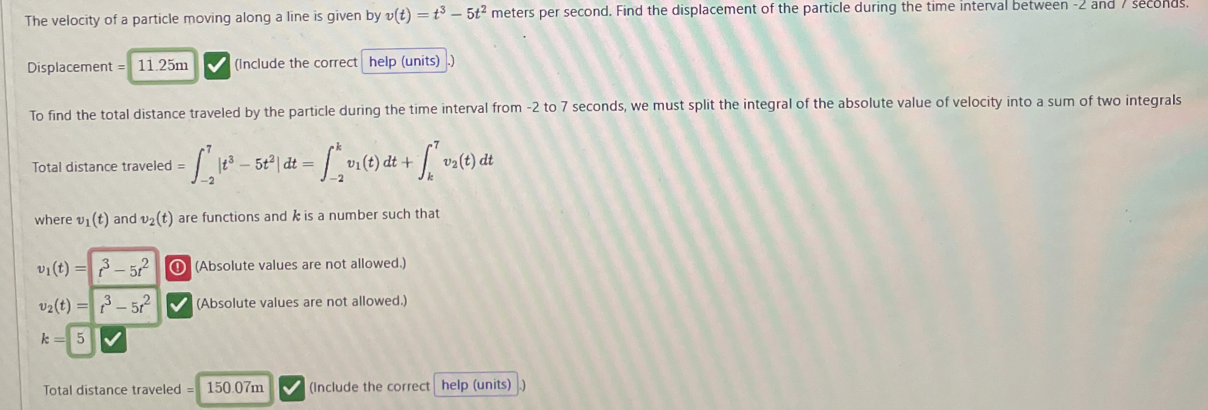 The velocity of a particle moving along a line is