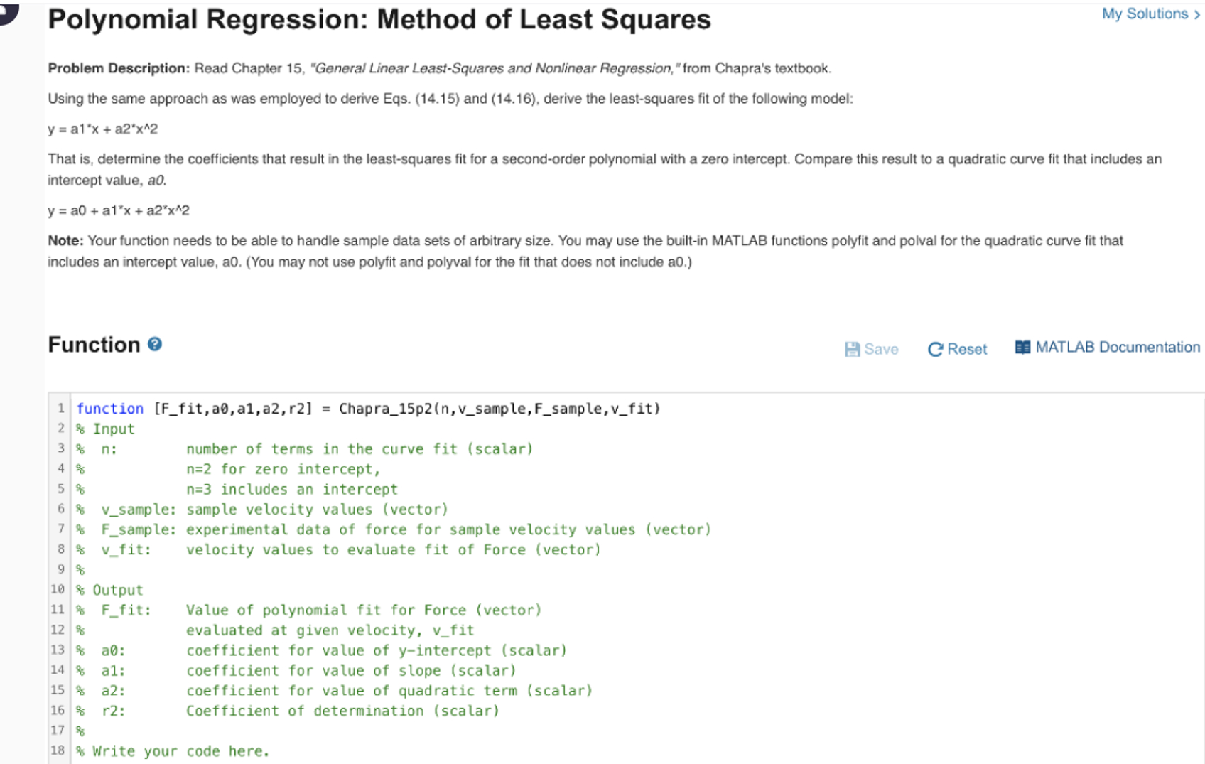 Polynomial Regression: Method of Least Squares