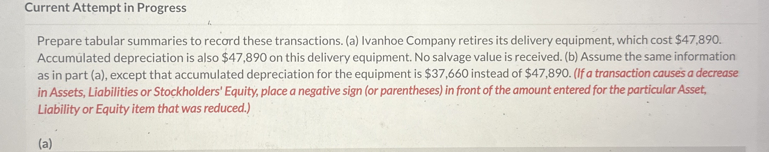 Current Attempt in Progress Prepare tabular