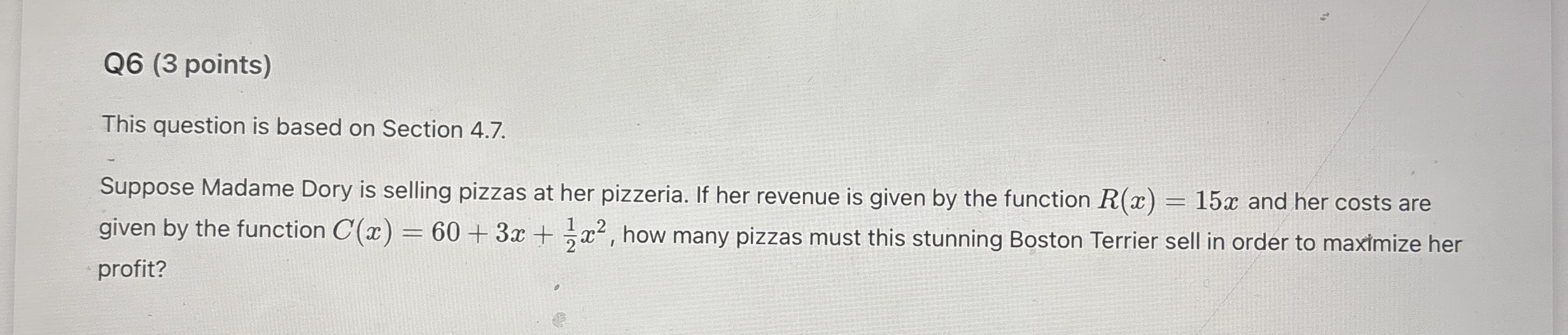 Q 6 ( 3 points ) This question is based on