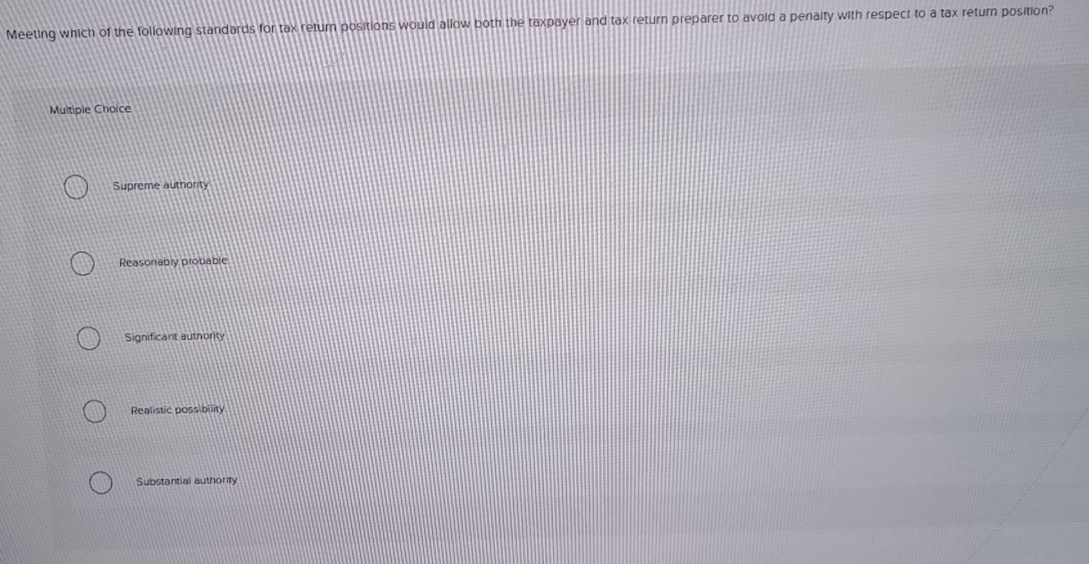 Meeting which of the following standards fon tax