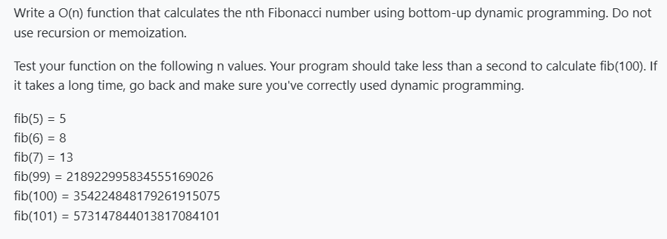 Write in python no recursion