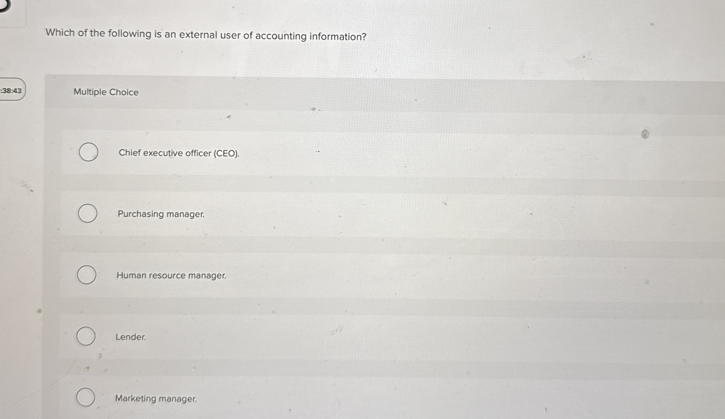 Which of the following is an external user of