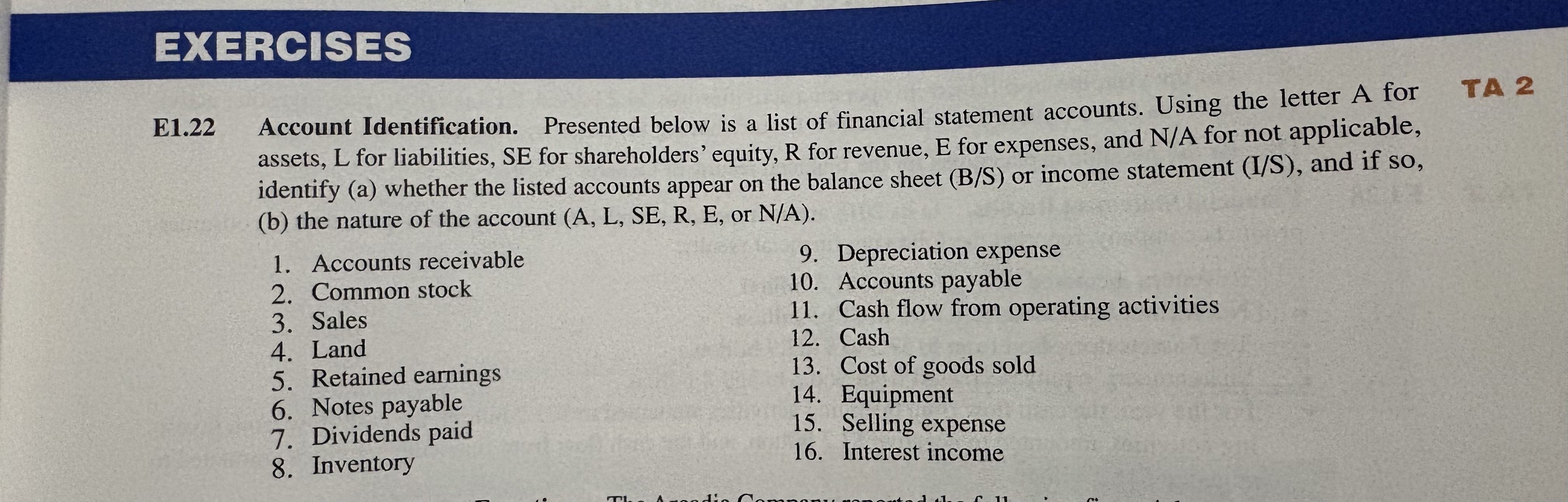Accounting for management E 1 . 2 2 Account