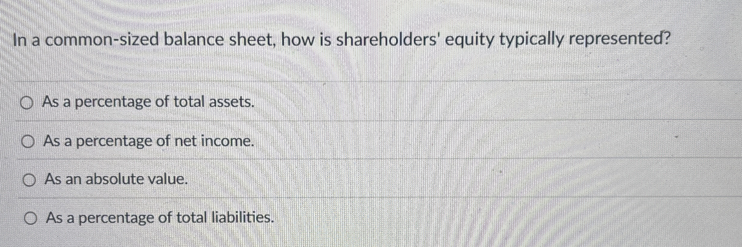 In a common - sized balance sheet, how is