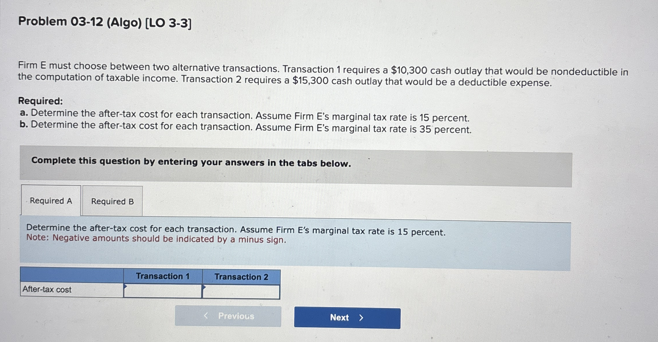 Problem 0 3 - 1 2 ( Algo ) [ LO 3 - 3 ] Firm E