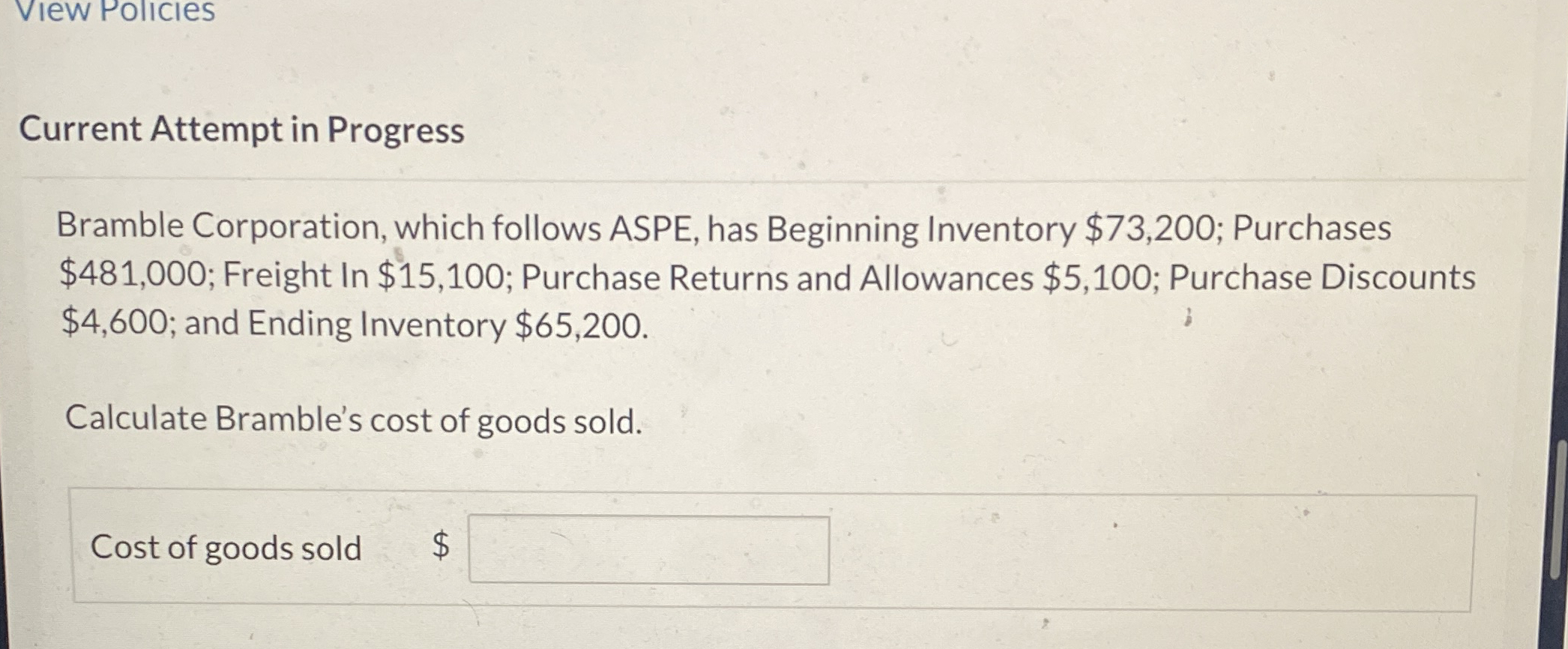 View Policles Current Attempt in Progress Bramble