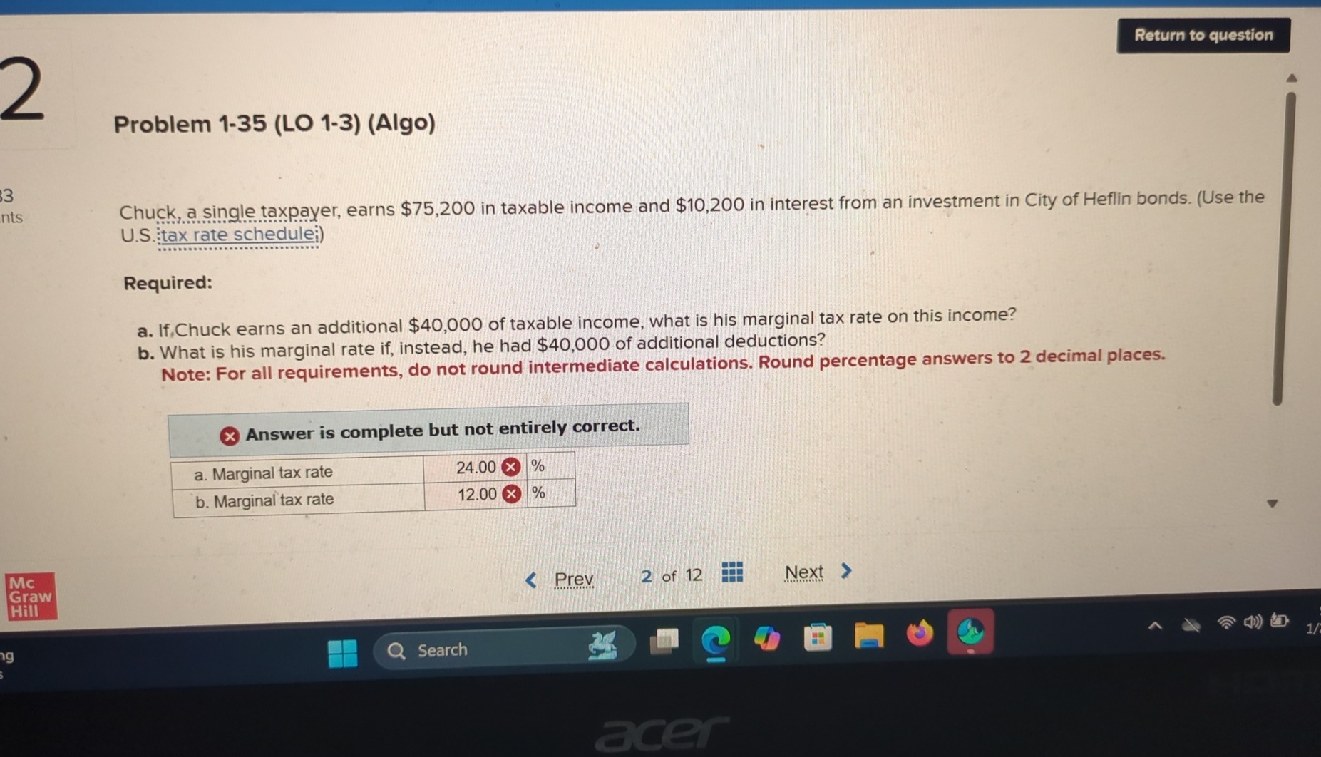 Problem 1 - 3 5 ( LO 1 - 3 ) ( Algo ) Chuck, a