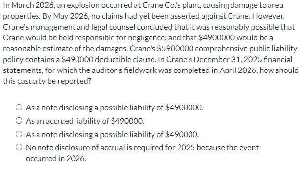 In March 2 0 2 6 , an explosion occurred at Crane