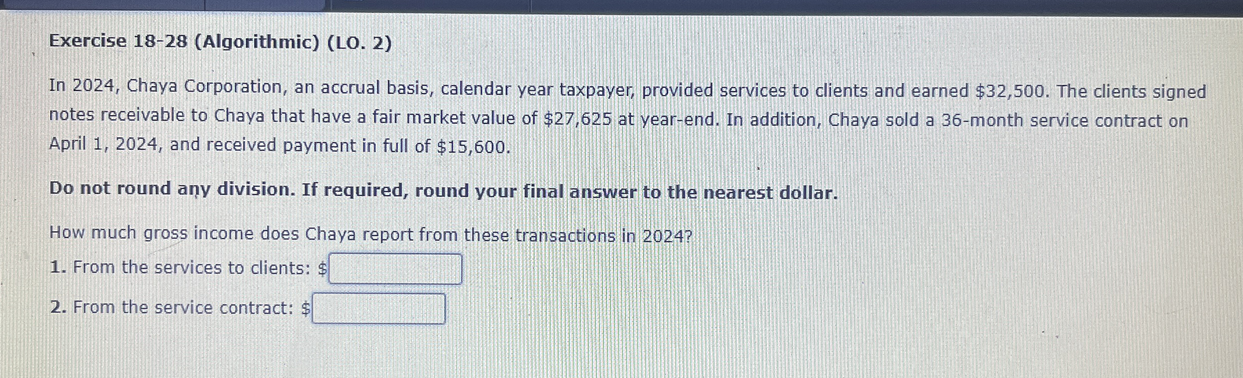 Exercise 1 8 - 2 8 ( Algorithmic ) ( LO . 2 ) In