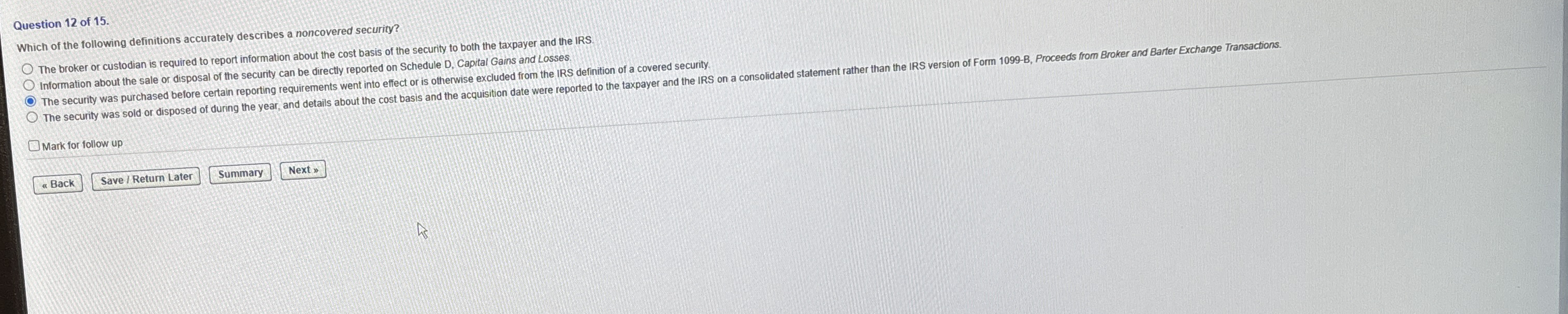 Question 1 2 of 1 5 . Which of the following